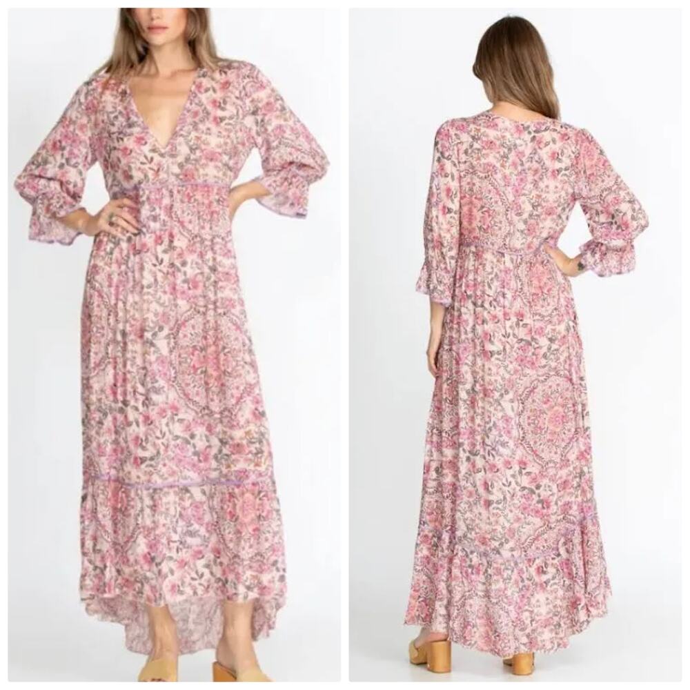 Johnny Was Pink Floral Maxi Dress